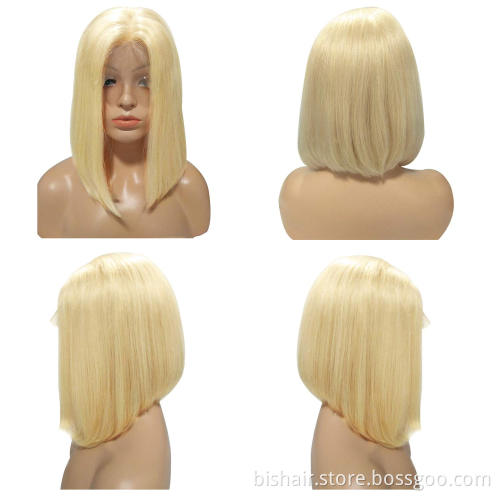 Wholesale Raw Brazilian Virgin Hair HD Lace Frontal Wig Short Bob Wig T Part  Lace Frontal 613 Bob  Human Hair Wig